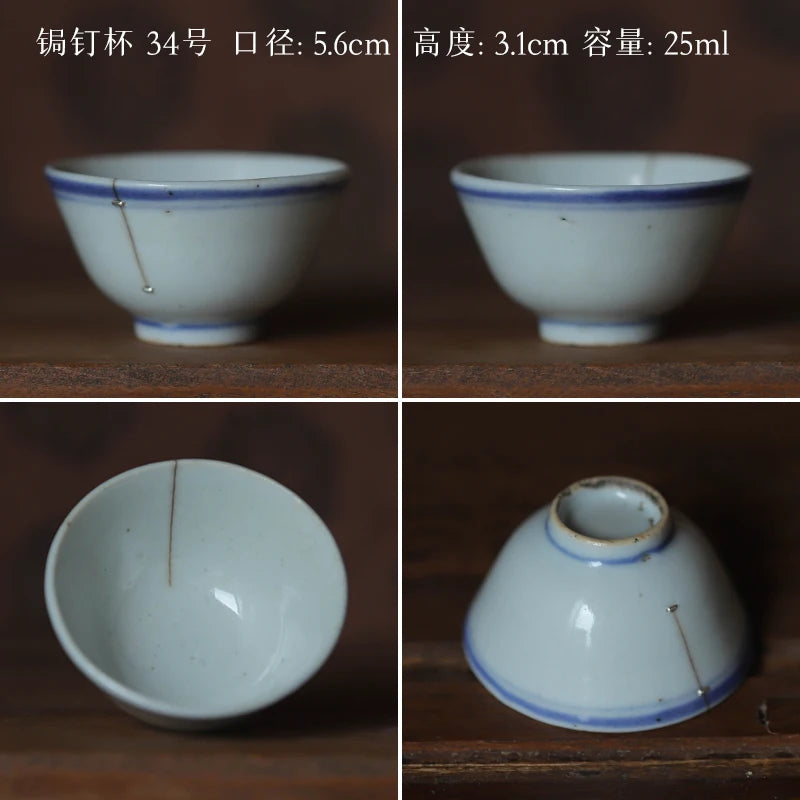 blue and white porcelain cup old curium nail wrap large mouth repair master sample tea cup cup of republic of China
