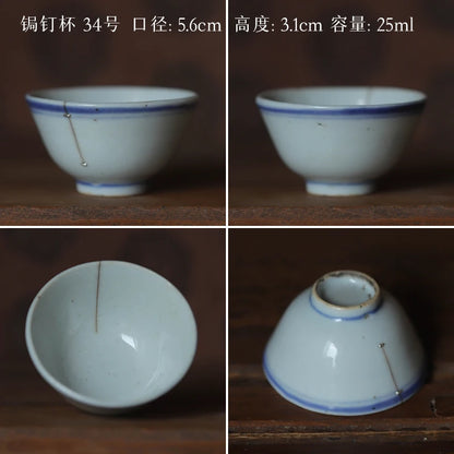 blue and white porcelain cup old curium nail wrap large mouth repair master sample tea cup cup of republic of China