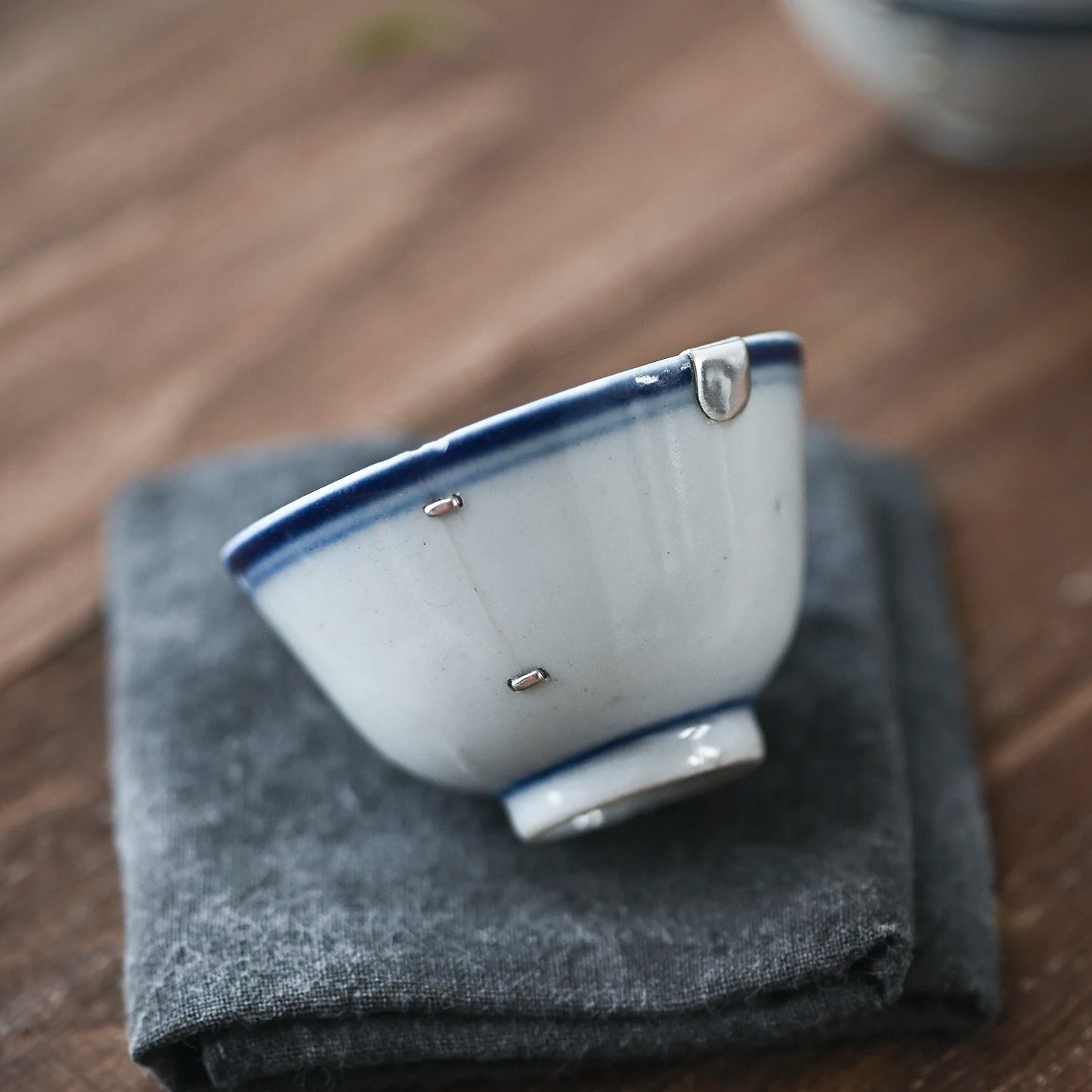 blue and white porcelain cup old curium nail wrap large mouth repair master sample tea cup cup of republic of China