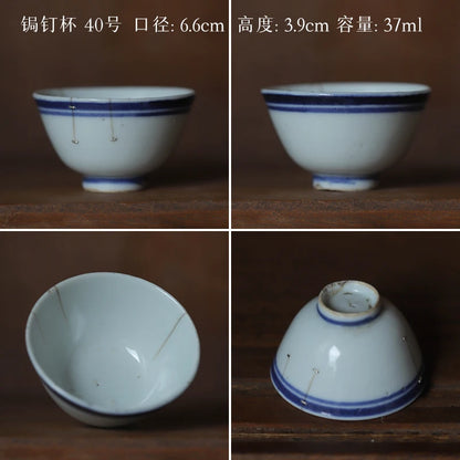 blue and white porcelain cup old curium nail wrap large mouth repair master sample tea cup cup of republic of China