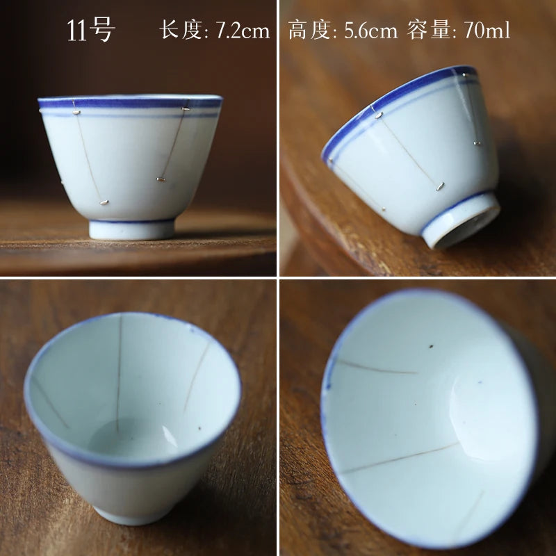 blue and white porcelain cup old curium nail wrap large mouth repair master sample tea cup cup of republic of China