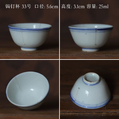 blue and white porcelain cup old curium nail wrap large mouth repair master sample tea cup cup of republic of China