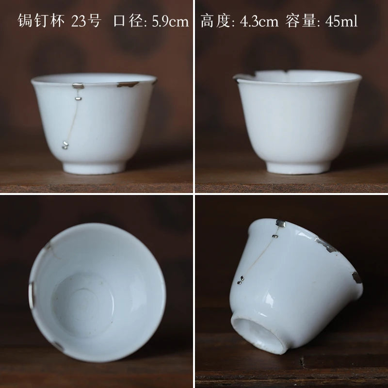 blue and white porcelain cup old curium nail wrap large mouth repair master sample tea cup cup of republic of China