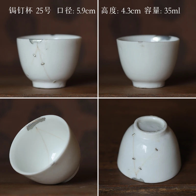 blue and white porcelain cup old curium nail wrap large mouth repair master sample tea cup cup of republic of China