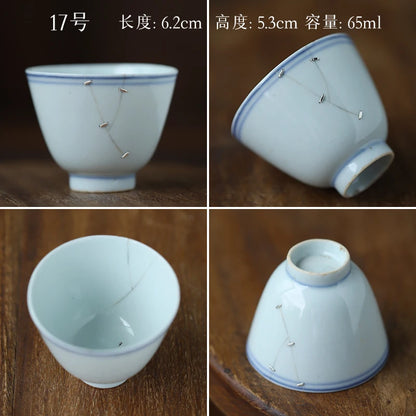 blue and white porcelain cup old curium nail wrap large mouth repair master sample tea cup cup of republic of China