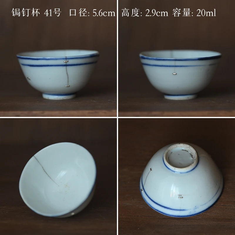blue and white porcelain cup old curium nail wrap large mouth repair master sample tea cup cup of republic of China