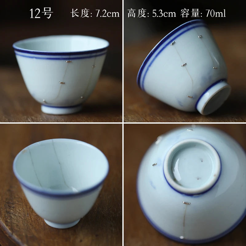blue and white porcelain cup old curium nail wrap large mouth repair master sample tea cup cup of republic of China