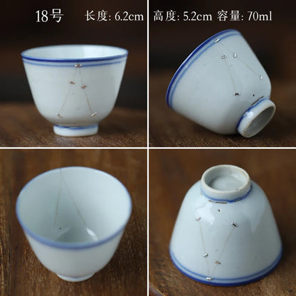 blue and white porcelain cup old curium nail wrap large mouth repair master sample tea cup cup of republic of China