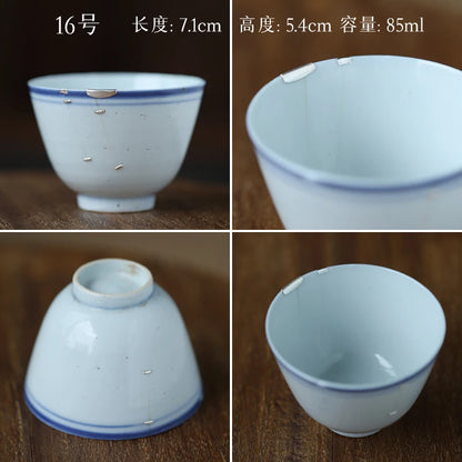 blue and white porcelain cup old curium nail wrap large mouth repair master sample tea cup cup of republic of China