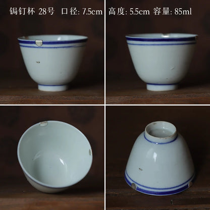 blue and white porcelain cup old curium nail wrap large mouth repair master sample tea cup cup of republic of China