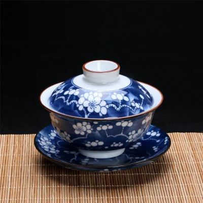 blue-and-white porcelain gaiwan China tureen 140ml Chinese ceramic tea bowl cup saucer lid Jingdezhen gaiwan cup bowl tea brewer