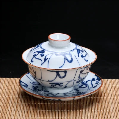 blue-and-white porcelain gaiwan China tureen 140ml Chinese ceramic tea bowl cup saucer lid Jingdezhen gaiwan cup bowl tea brewer