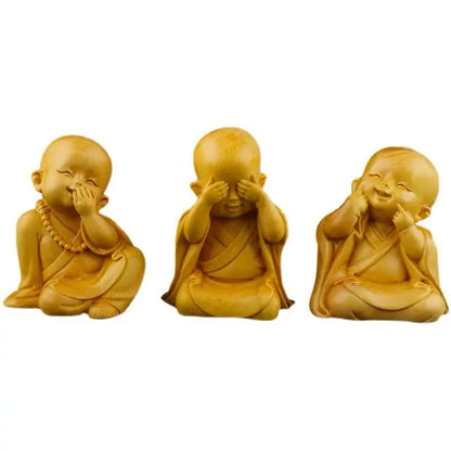 boxwood carving handlebars, Sanbu Monk's living room decoration, carving handicrafts, Zen Buddhist character car decorati