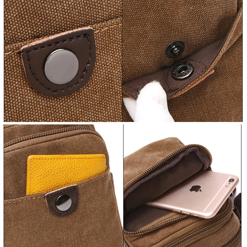brand designer canvas bag mini Messenger bag shoulder bag for men high quality casual waist bag Bolso Small square bag
