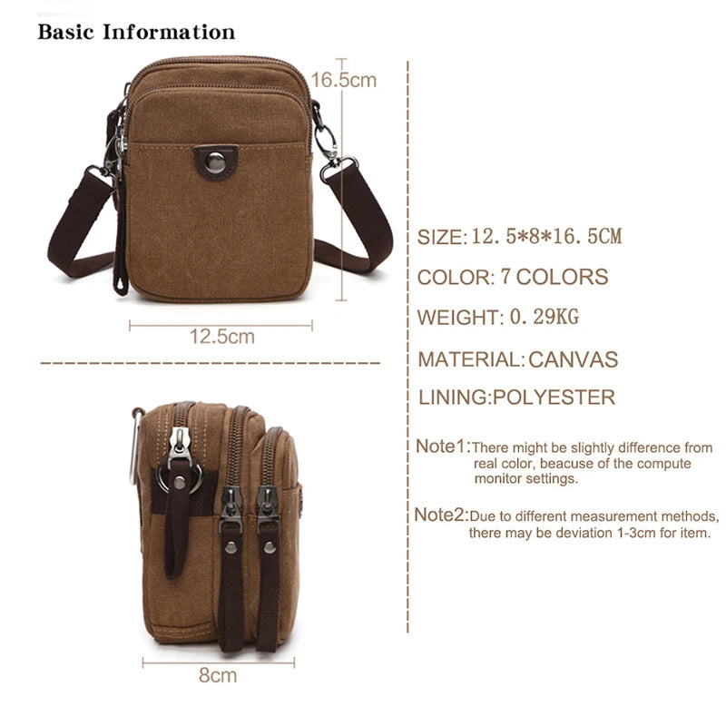 brand designer canvas bag mini Messenger bag shoulder bag for men high quality casual waist bag Bolso Small square bag