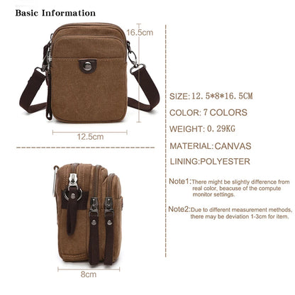 brand designer canvas bag mini Messenger bag shoulder bag for men high quality casual waist bag Bolso Small square bag