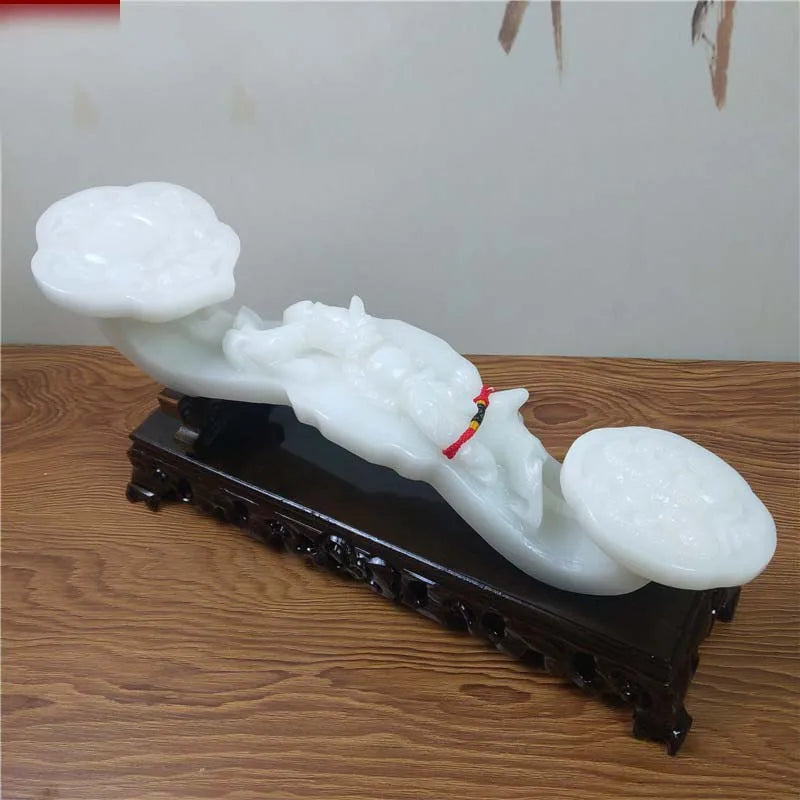 bring in wealth and treasure home office business FENG SHUI Talisman Money Drawing LUCKY white jade RUYI PI XIU Sculpture statue