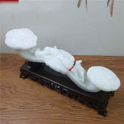 bring in wealth and treasure home office business FENG SHUI Talisman Money Drawing LUCKY white jade RUYI PI XIU Sculpture statue