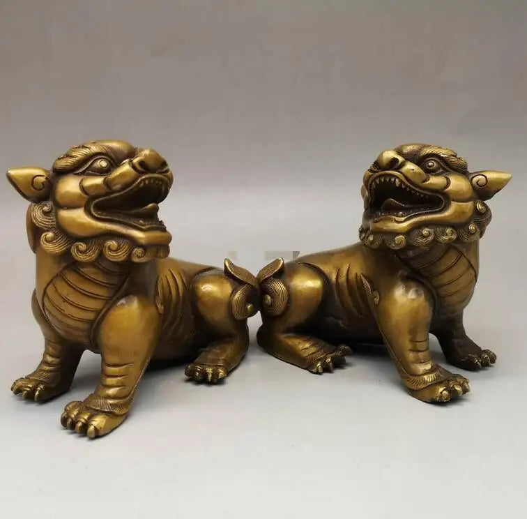 bronze copper carved auspicious animal treasure dragon unicorn pixiu statue