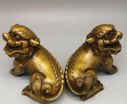 bronze copper carved auspicious animal treasure dragon unicorn pixiu statue