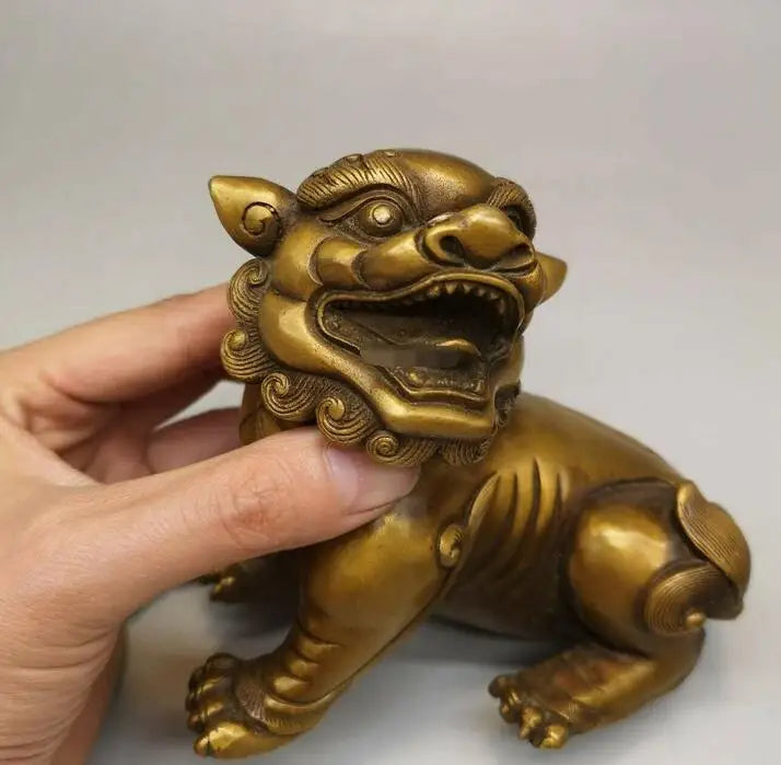 bronze copper carved auspicious animal treasure dragon unicorn pixiu statue