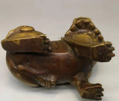 bronze copper carved auspicious animal treasure dragon unicorn pixiu statue