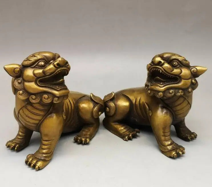 bronze copper carved auspicious animal treasure dragon unicorn pixiu statue