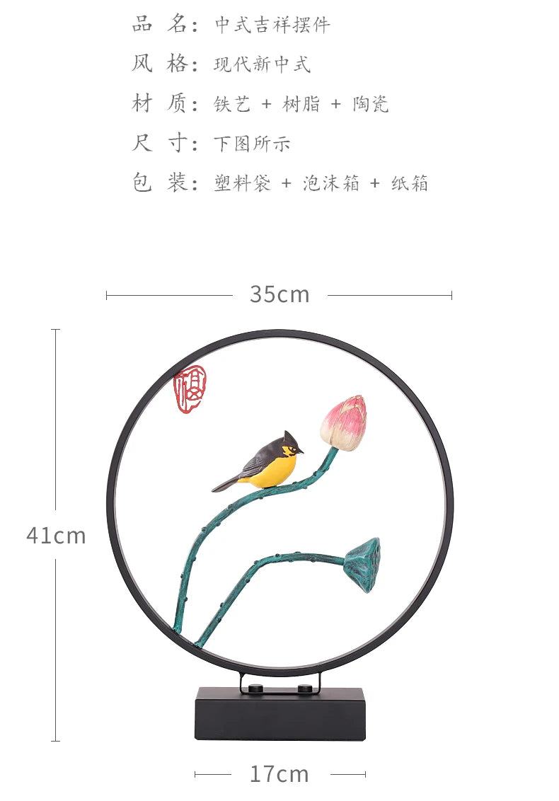 business GIFT TOP COOL office home shop fashion Elegant decorative art -handcrafted Iron animal bird lotus flower Model