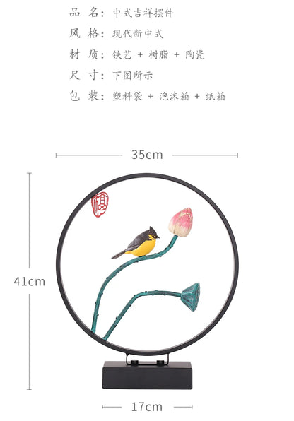 business GIFT TOP COOL office home shop fashion Elegant decorative art -handcrafted Iron animal bird lotus flower Model