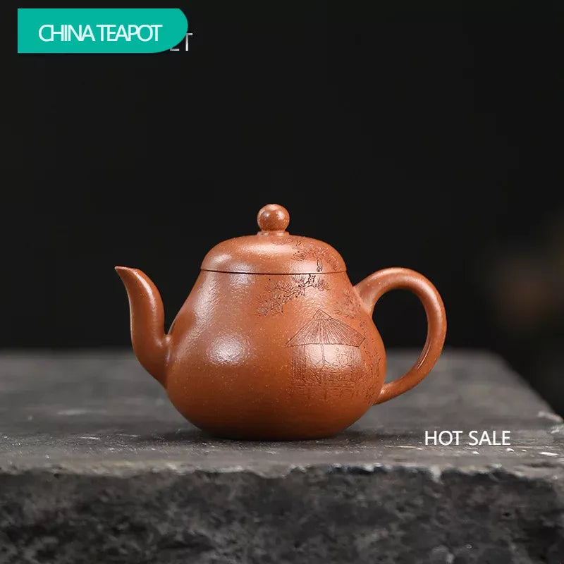 160ml Chinese Yixing Purple Clay Teapots Beauty Kettle Famous Artists Handmade Pear-shaped Tea Pot Zisha Tea Set Teaware