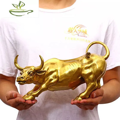 Brass Bull Wall Street Cattle Sculpture Copper Cow Statue Mascot Ornament Office Decoration Exquisite Crafts Business Gift
