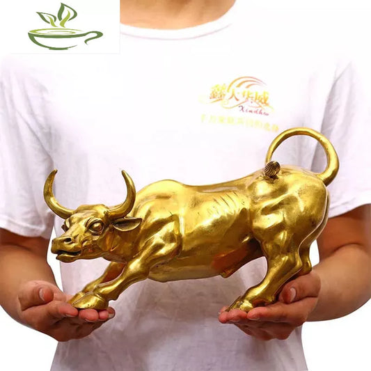 Brass Bull Wall Street Cattle Sculpture Copper Cow Statue Mascot Ornament Office Decoration Exquisite Crafts Business Gift