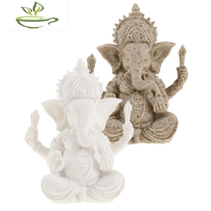 Sandstone Elephant Ganesha Buddha Statue Sculpture Figure Decoration Figure