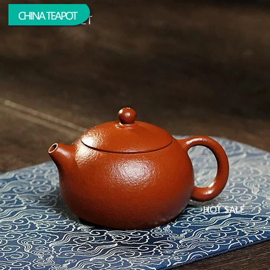 200ml Yixing High-end Purple Clay Teapots Famous Handmade Xishi Tea Pot Coarse Sand Dahongpao Kettle Chinese Zisha Tea Set