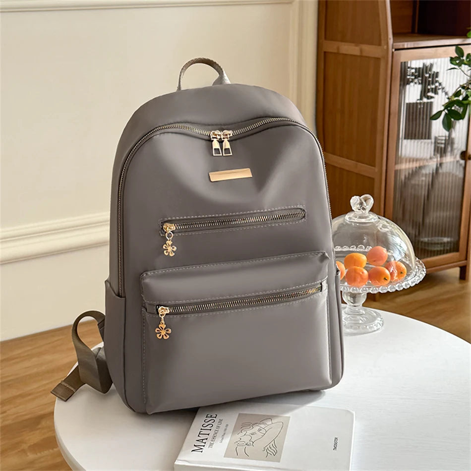 casual Women's Backpack Large Capacity Ladies Travel Bagpack Simple Solid Color School Bag High Quality Female Rucksack Mochilas