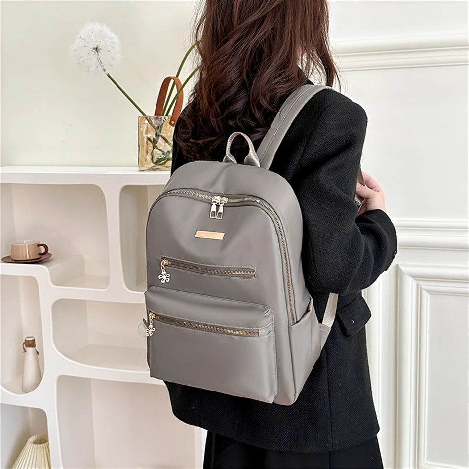 casual Women's Backpack Large Capacity Ladies Travel Bagpack Simple Solid Color School Bag High Quality Female Rucksack Mochilas