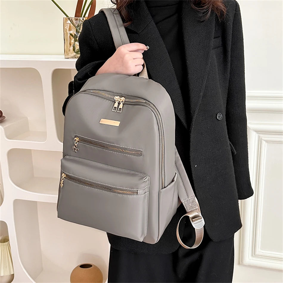 casual Women's Backpack Large Capacity Ladies Travel Bagpack Simple Solid Color School Bag High Quality Female Rucksack Mochilas