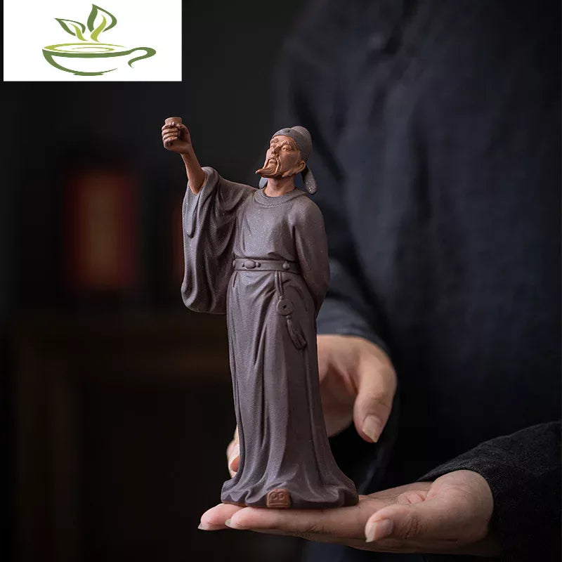 Tang Dynasty Poet Li Bai Characters Statue ，Ceramic Art Sculpture Home Room Office Tea Room Decoration Statue Gift Souvenir