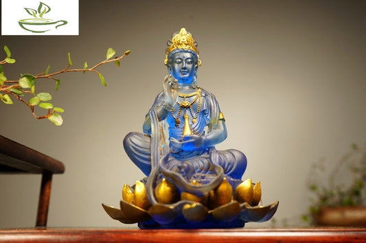 Collect China old Coloured glaze gilt carefully carved net bottle guanyin statue