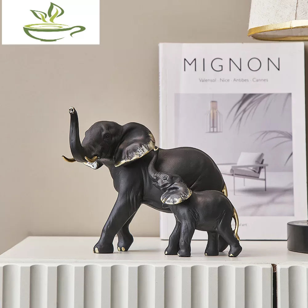 2pcs Creative Elephant Statues & Figurines Modern Decor Animal Sculpture Living Room Table Ornaments Resin Crafts