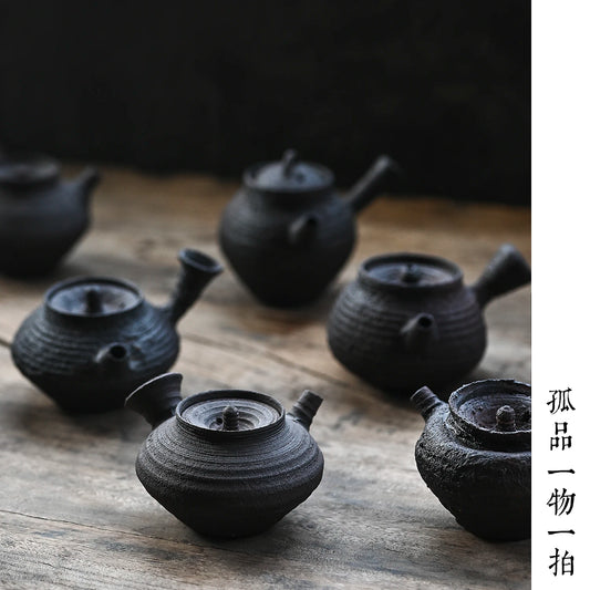 ceramic POTS manually coarse pottery curium nailed hand knead the side the teapot orphan works one thing a beat
