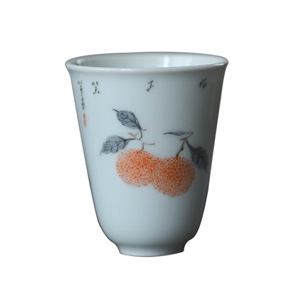 ceramic cups hand-painted archaize of fruits and vegetables wen xiang sample tea cup green glaze household masters cup