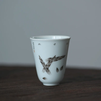ceramic cups hand-painted archaize of fruits and vegetables wen xiang sample tea cup green glaze household masters cup