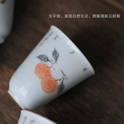 ceramic cups hand-painted archaize of fruits and vegetables wen xiang sample tea cup green glaze household masters cup