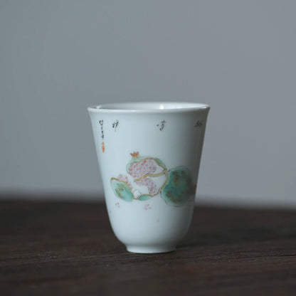 ceramic cups hand-painted archaize of fruits and vegetables wen xiang sample tea cup green glaze household masters cup