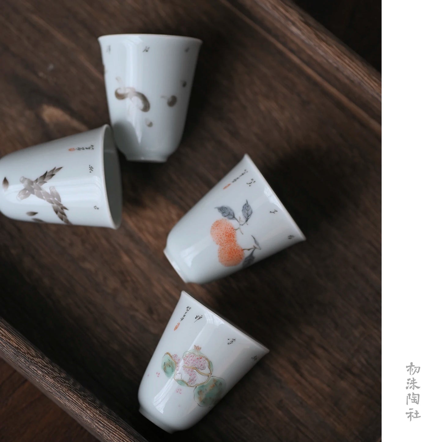 ceramic cups hand-painted archaize of fruits and vegetables wen xiang sample tea cup green glaze household masters cup