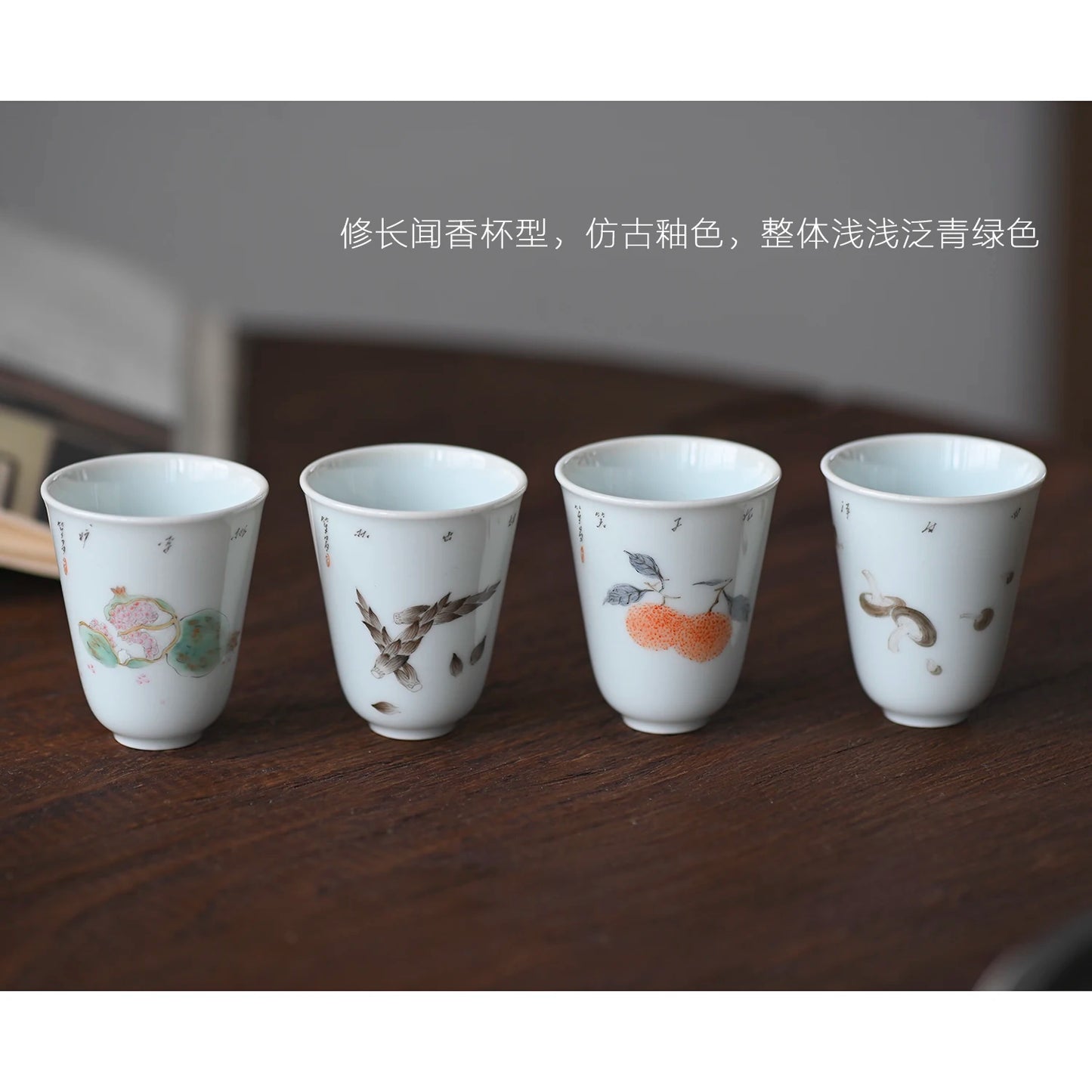 ceramic cups hand-painted archaize of fruits and vegetables wen xiang sample tea cup green glaze household masters cup