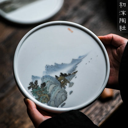 ceramic pot of bearing dry bubble machine of Chinese style restoring ancient ways mountain pot pad small tea tray tray