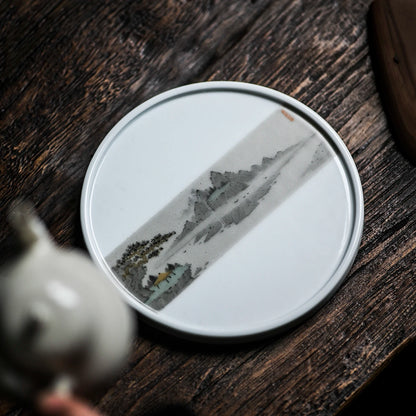 ceramic pot of bearing dry bubble machine of Chinese style restoring ancient ways mountain pot pad small tea tray tray