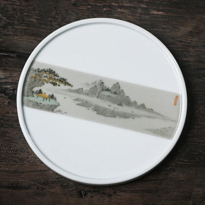 ceramic pot of bearing dry bubble machine of Chinese style restoring ancient ways mountain pot pad small tea tray tray